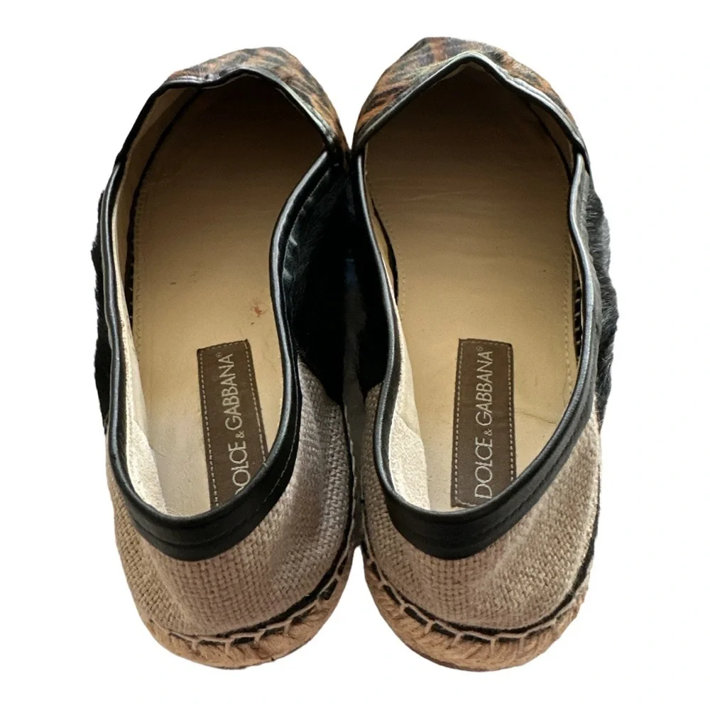 Dolce & Gabbana Women's Flats Leopard-print fabric Espadrilles Sz. 11